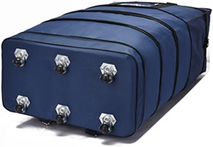 Expandable Extra Large Travel Oxford Duffel Bag with Wheels Waterproof Lightweight Traveling Foldable Suitcase (Blue, L - 6 wheels)