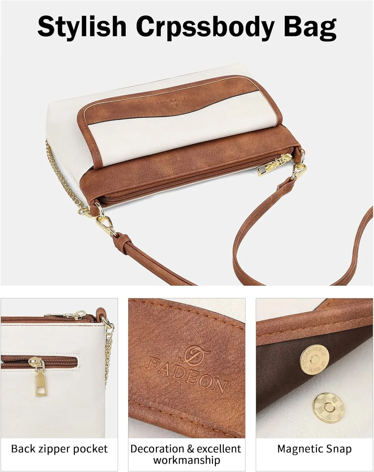 FADEON Wristlet Clutch Purses for Women,Vegan Leather Crossbody Bags Designer Women Wallet Purse with Chain Strap