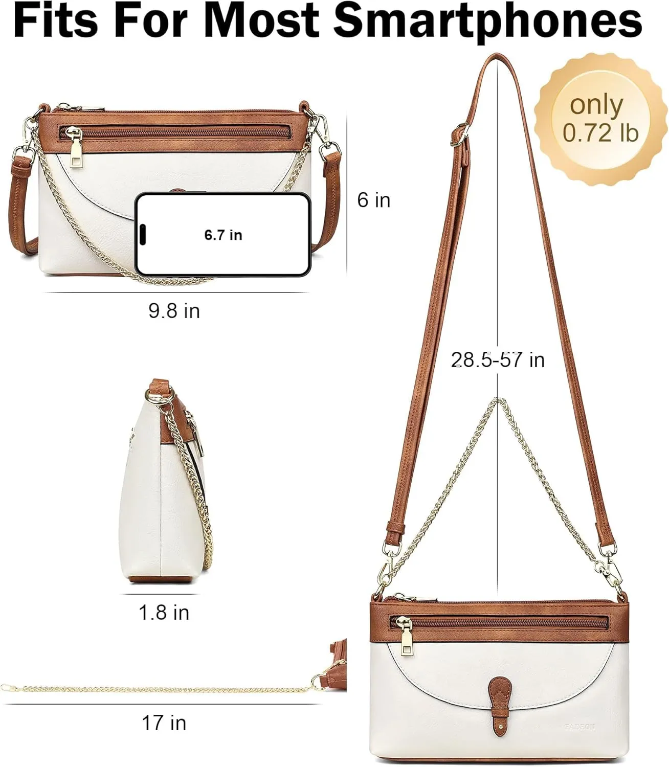 FADEON Wristlet Clutch Purses for Women,Vegan Leather Crossbody Bags Designer Women Wallet Purse with Chain Strap