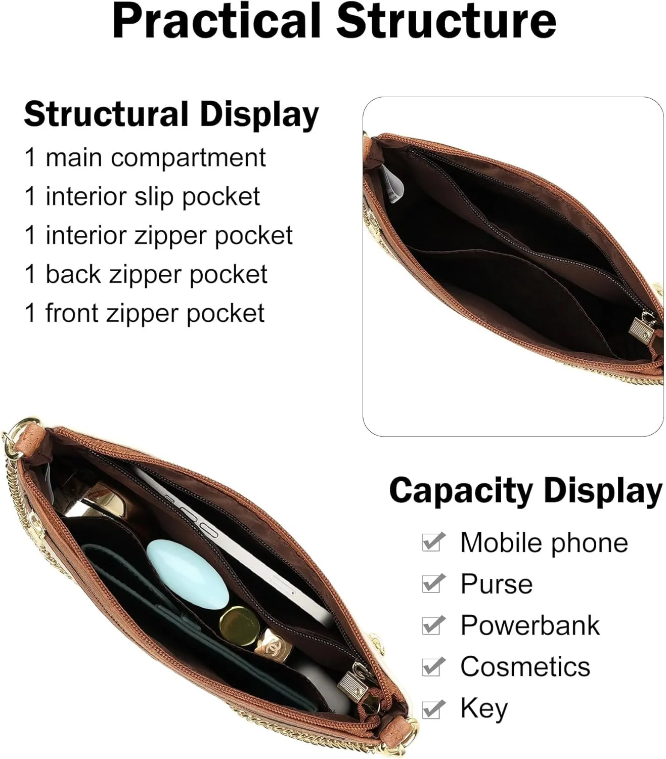 FADEON Wristlet Clutch Purses for Women,Vegan Leather Crossbody Bags Designer Women Wallet Purse with Chain Strap