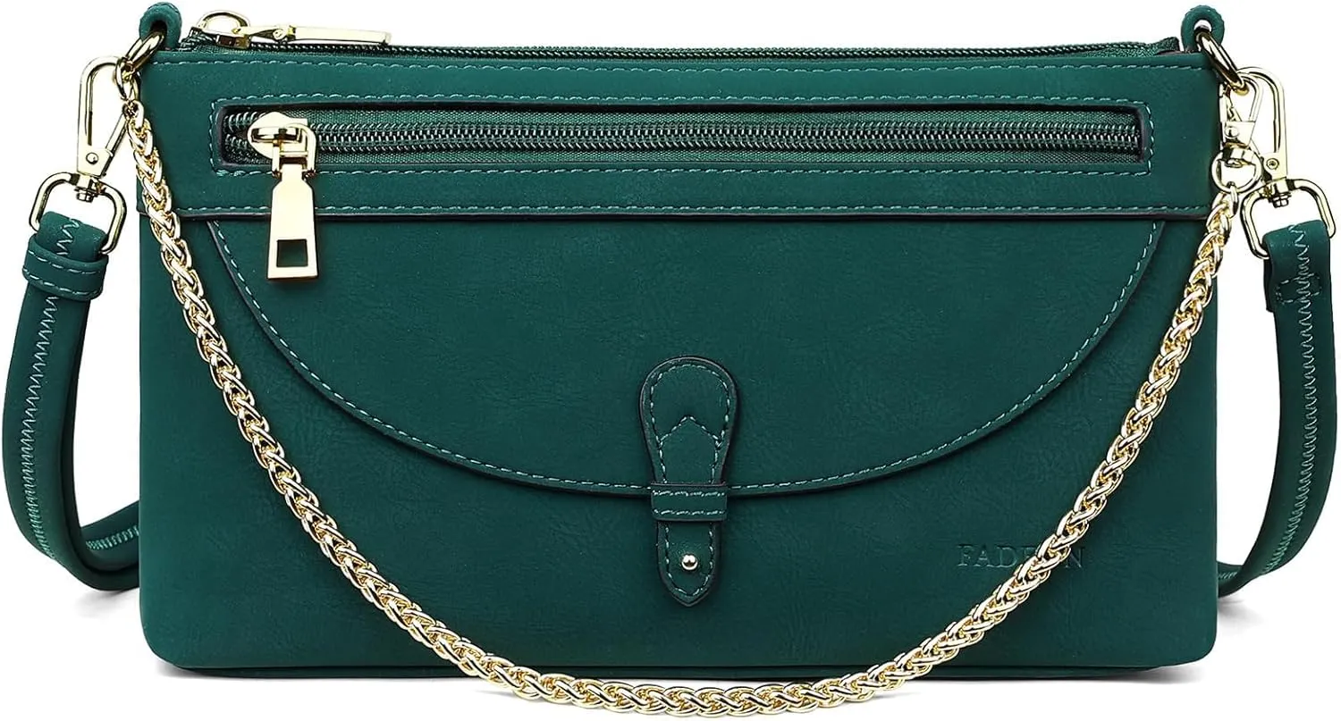 FADEON Wristlet Clutch Purses for Women,Vegan Leather Crossbody Bags Designer Women Wallet Purse with Chain Strap