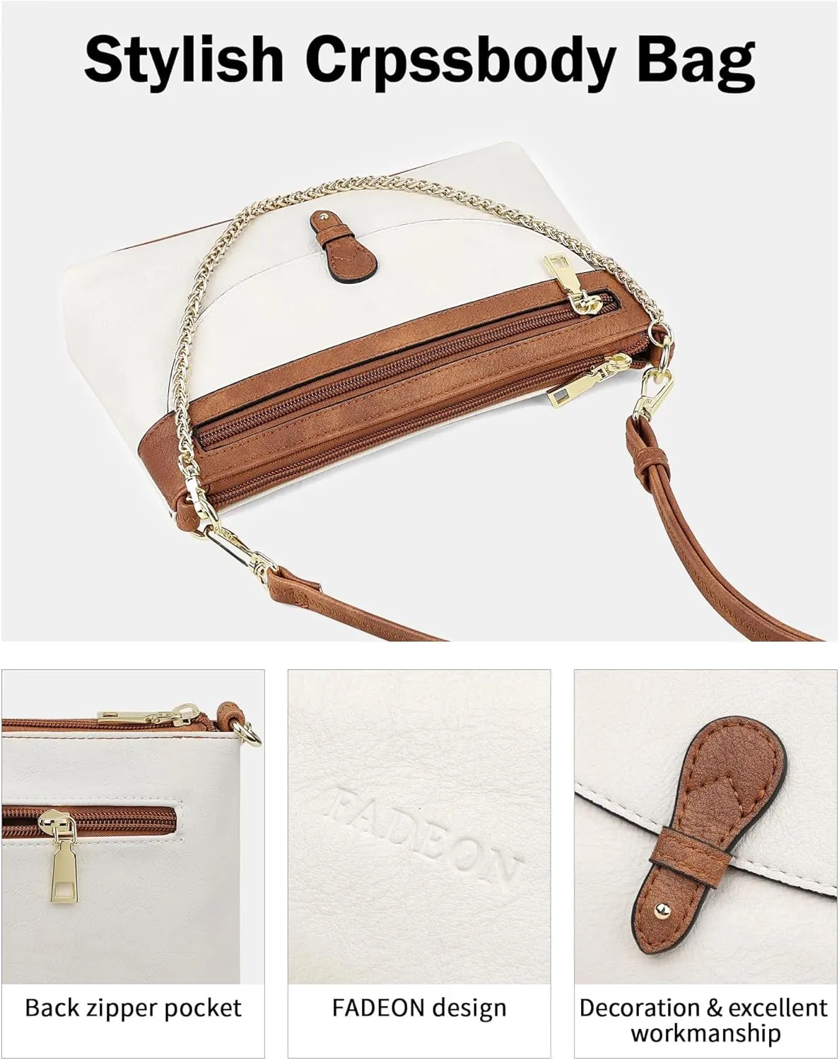 FADEON Wristlet Clutch Purses for Women,Vegan Leather Crossbody Bags Designer Women Wallet Purse with Chain Strap