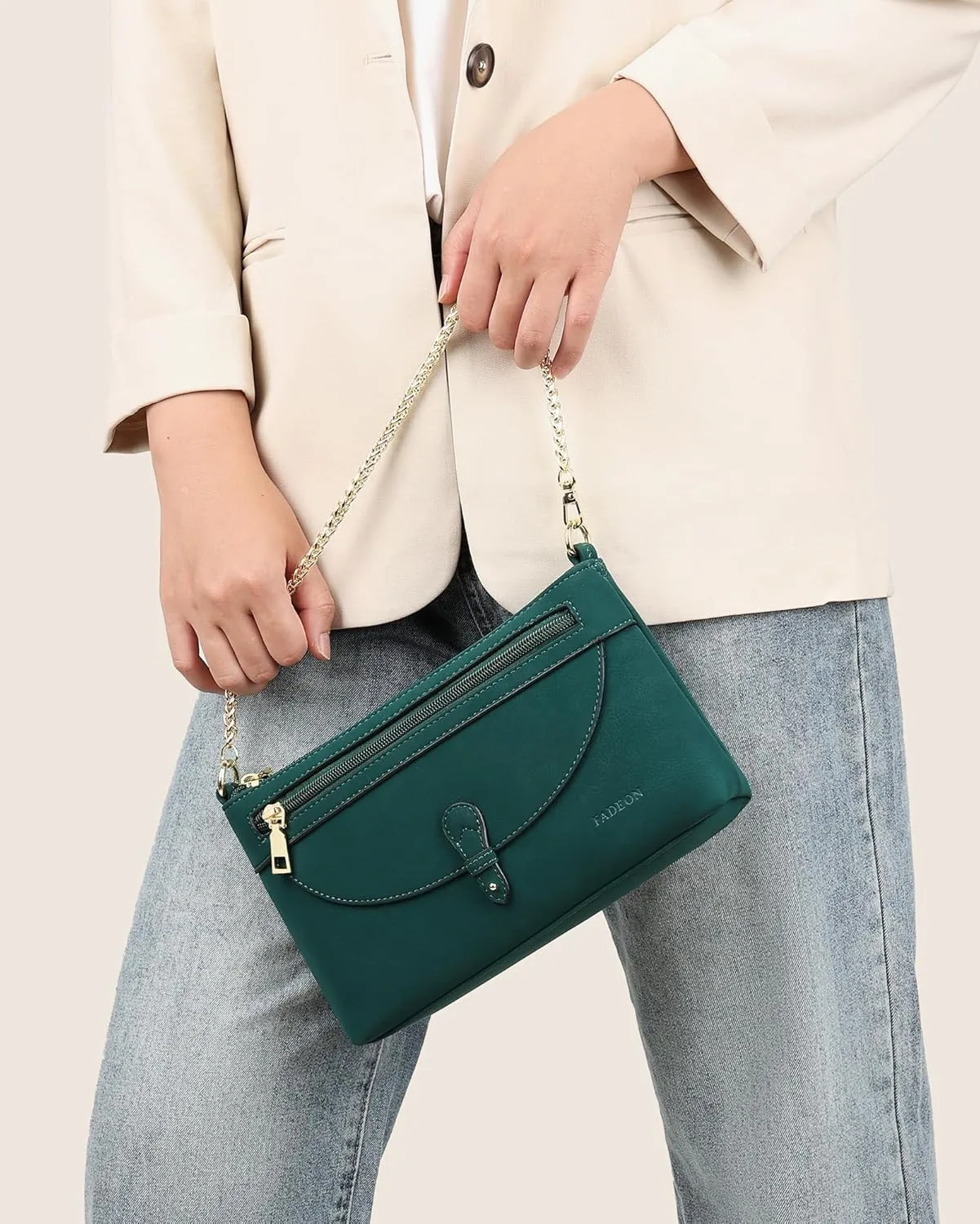 FADEON Wristlet Clutch Purses for Women,Vegan Leather Crossbody Bags Designer Women Wallet Purse with Chain Strap