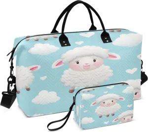 Fantastic Sheep Travel Duffel Bags with Toiletry Bag and Adjustable Strap for Travel Gym Yoga