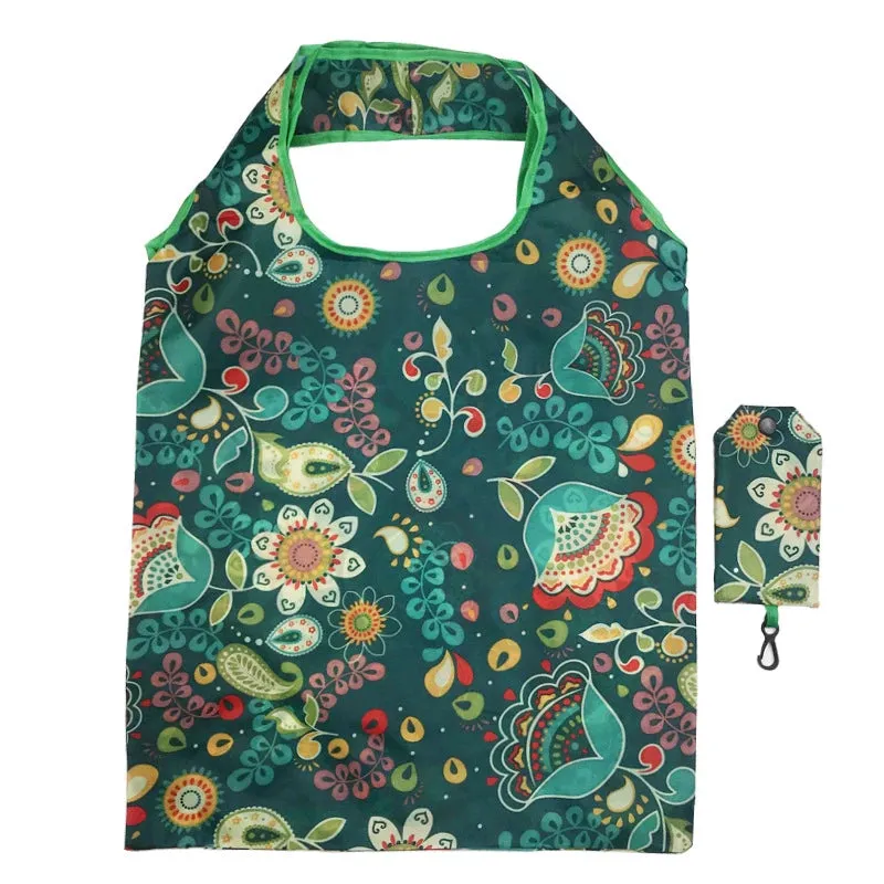 Fashion Printing Foldable Eco-Friendly Shopping Bag Tote - Folding Pouch Handbags, Convenient Large-Capacity Travel Cosmetic Bag