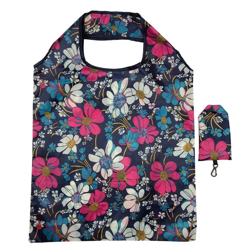 Fashion Printing Foldable Eco-Friendly Shopping Bag Tote - Folding Pouch Handbags, Convenient Large-Capacity Travel Cosmetic Bag