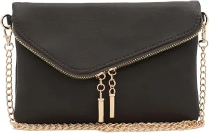 FashionPuzzle Envelope Wristlet Clutch Crossbody Bag with Chain Strap