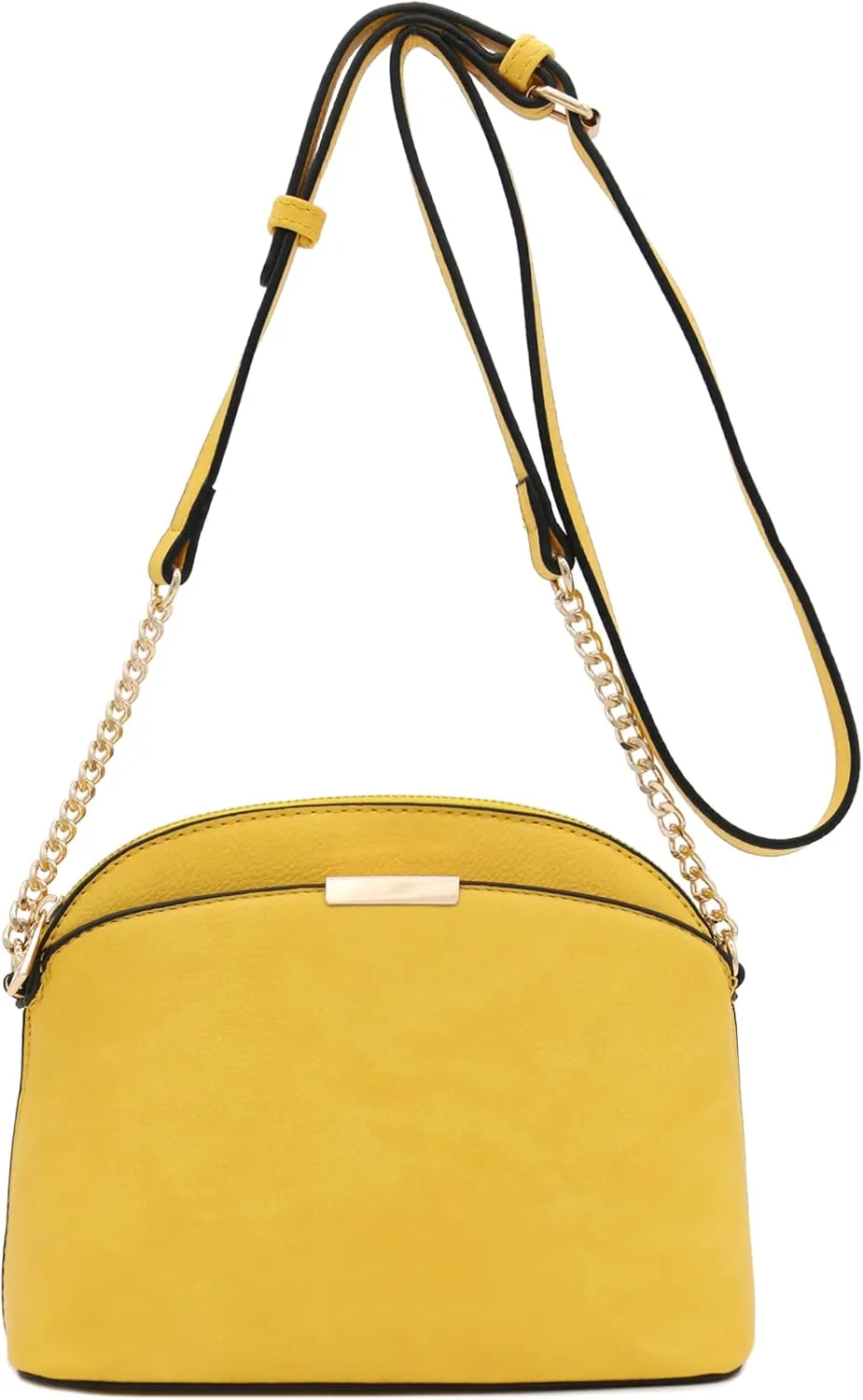 FashionPuzzle Faux Leather Small Dome Crossbody Bag with Chain Strap