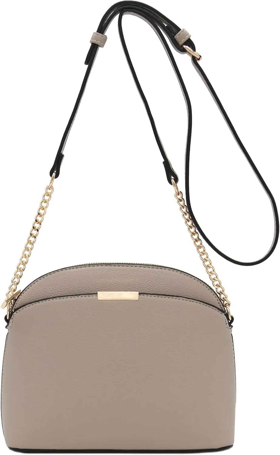 FashionPuzzle Faux Leather Small Dome Crossbody Bag with Chain Strap