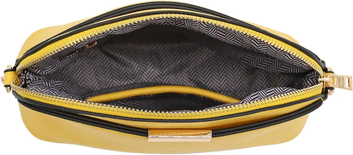 FashionPuzzle Faux Leather Small Dome Crossbody Bag with Chain Strap