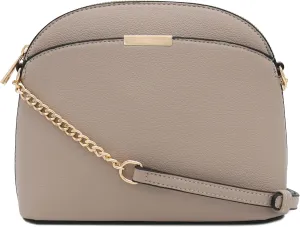 FashionPuzzle Faux Leather Small Dome Crossbody Bag with Chain Strap