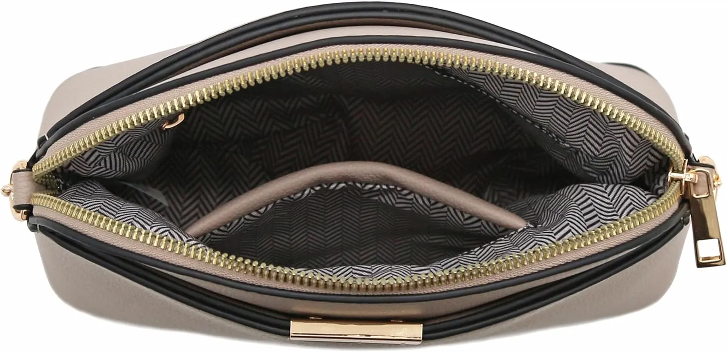 FashionPuzzle Faux Leather Small Dome Crossbody Bag with Chain Strap
