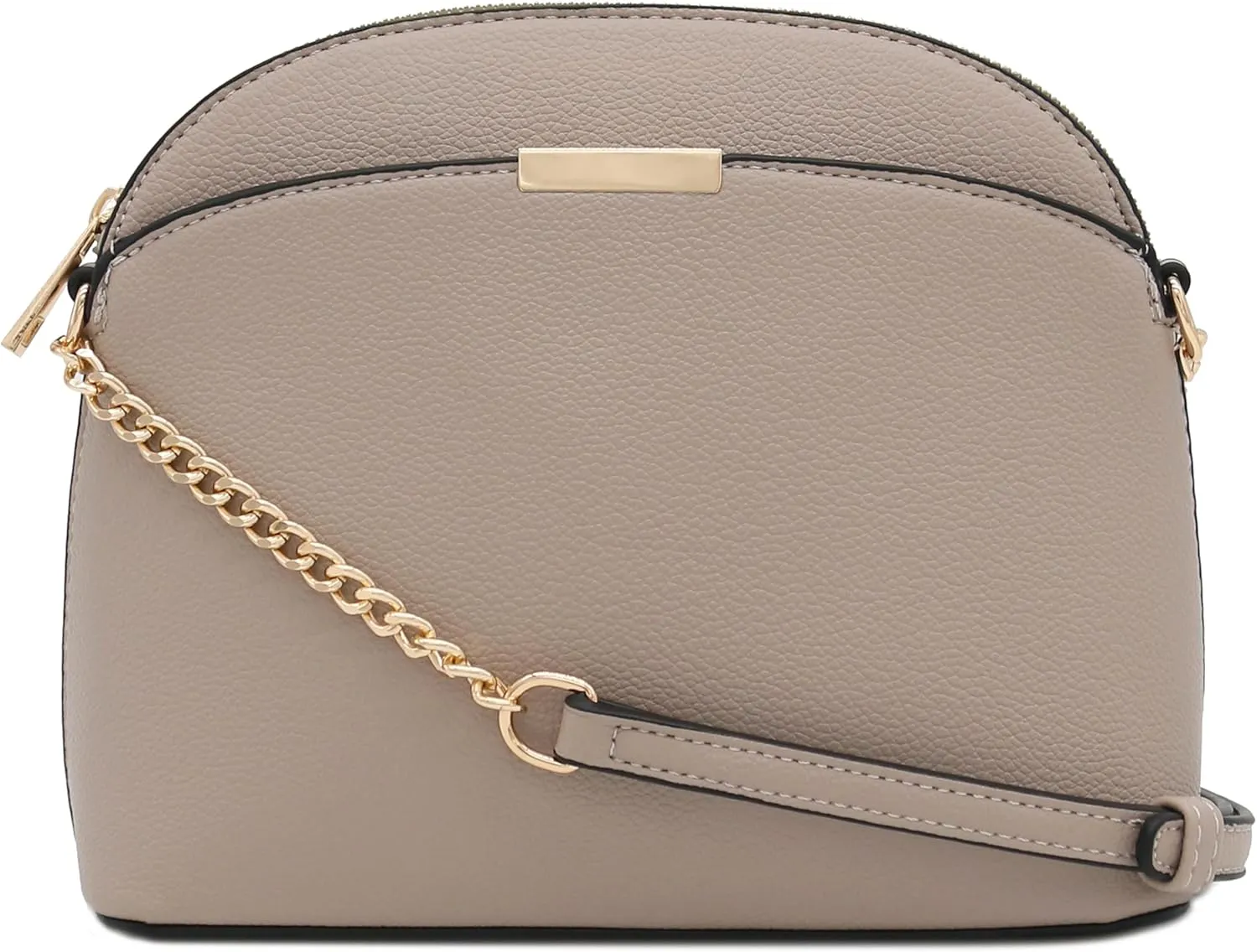 FashionPuzzle Faux Leather Small Dome Crossbody Bag with Chain Strap