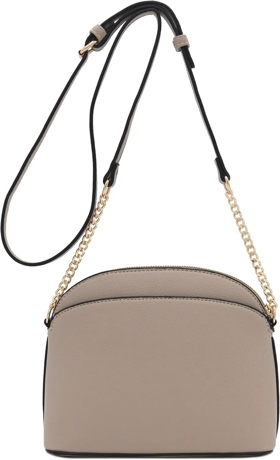 FashionPuzzle Faux Leather Small Dome Crossbody Bag with Chain Strap