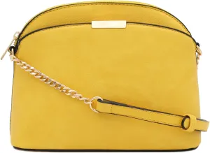 FashionPuzzle Faux Leather Small Dome Crossbody Bag with Chain Strap