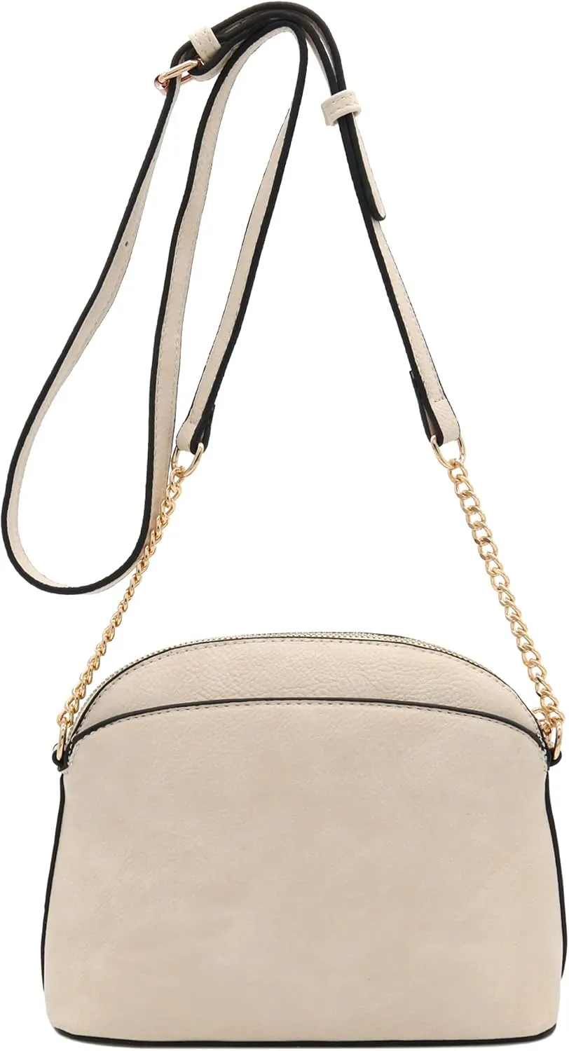 FashionPuzzle Leopard Paisley Print Small Dome Crossbody with Chain Strap