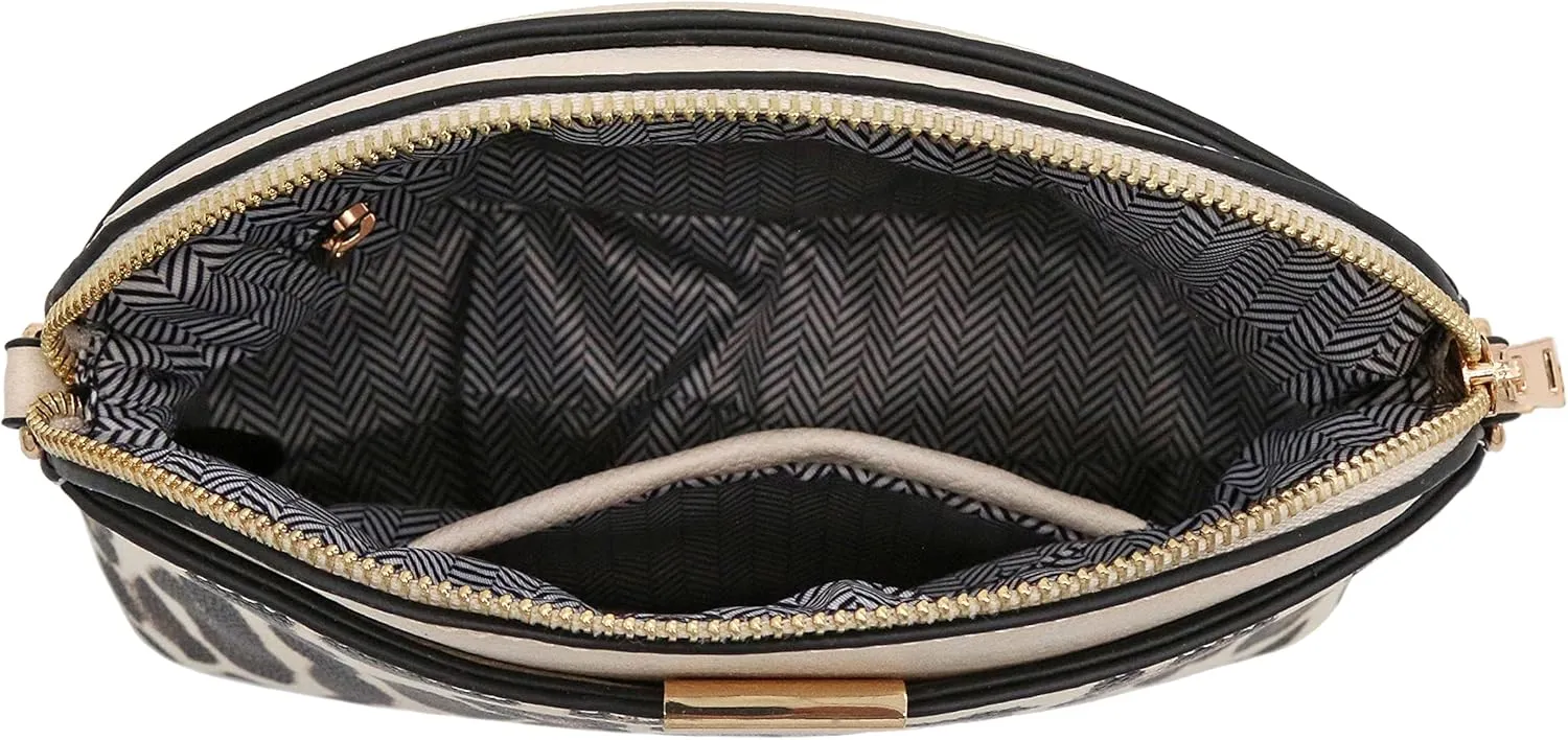 FashionPuzzle Leopard Paisley Print Small Dome Crossbody with Chain Strap
