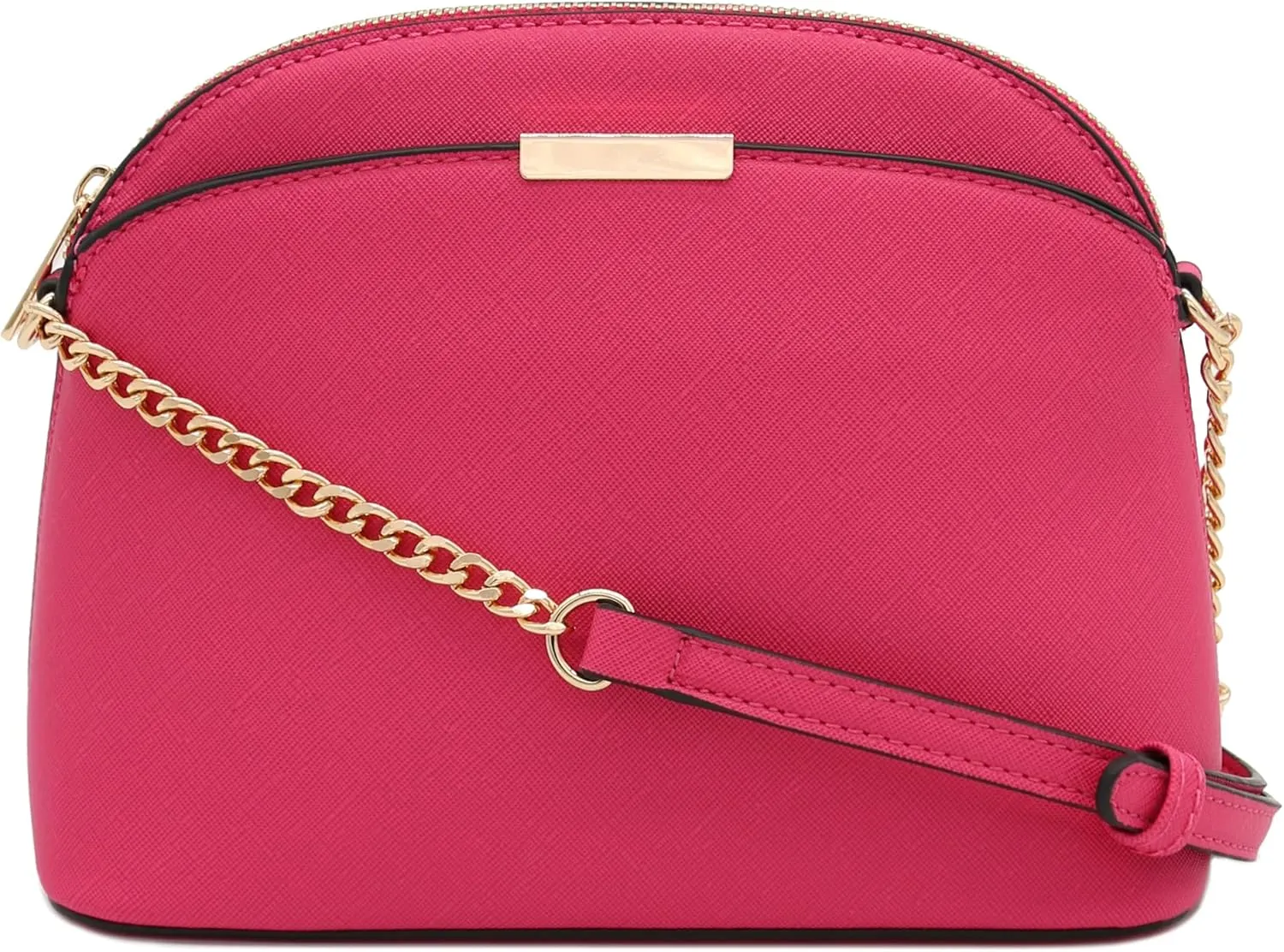 FashionPuzzle Saffiano Small Dome Crossbody bag with Chain Strap