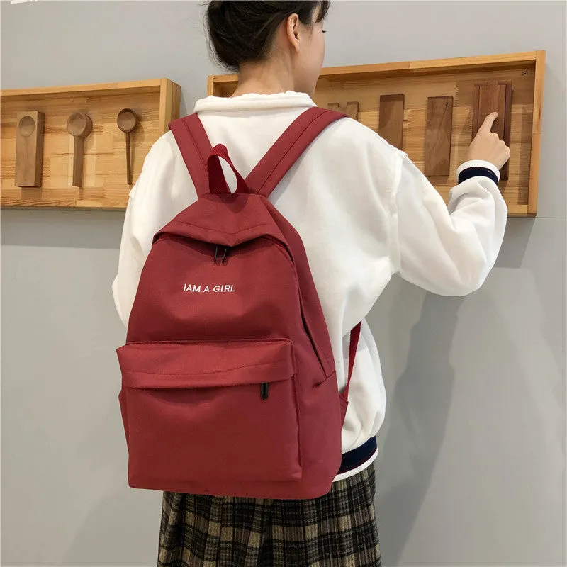 Female High College Korean Style Canvas Simple Backpacks