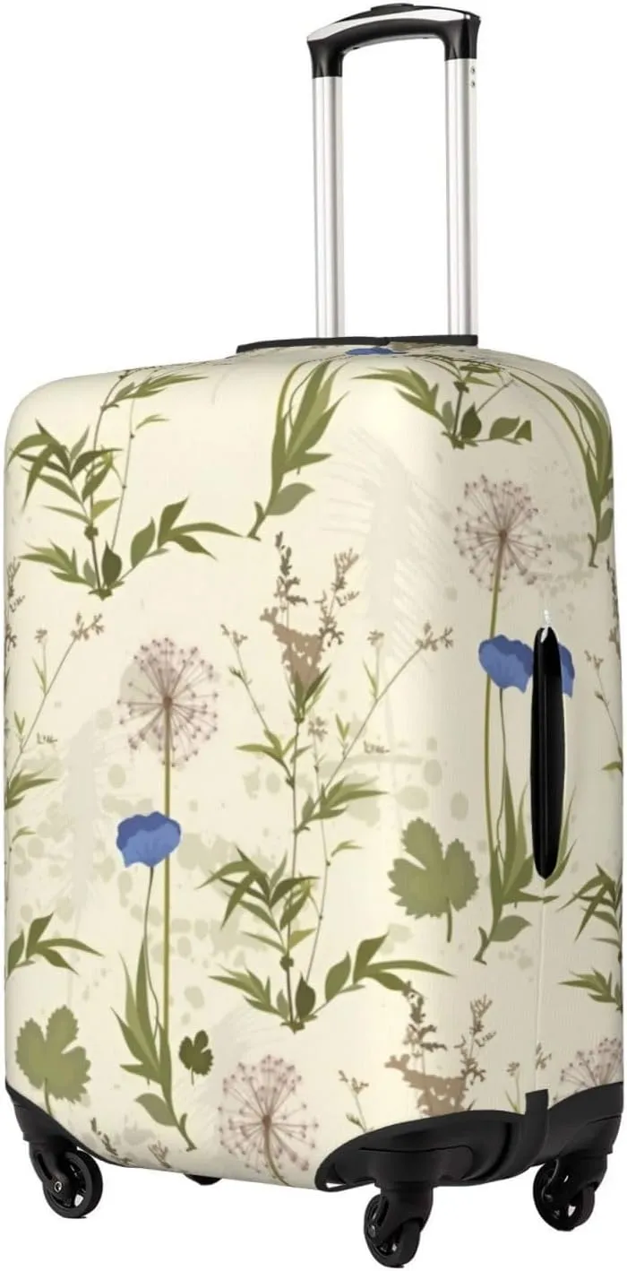 Field Plants Poppies Botanical Travel Luggage Cover Fits 18-32 Inch Luggage, Elastic Suitcase Cover Protector with Concealed Zipper for Wheeled Suitcase Tsa Approved