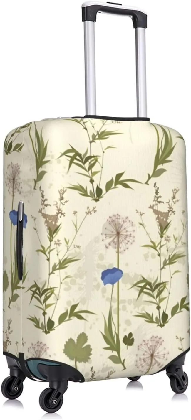 Field Plants Poppies Botanical Travel Luggage Cover Fits 18-32 Inch Luggage, Elastic Suitcase Cover Protector with Concealed Zipper for Wheeled Suitcase Tsa Approved