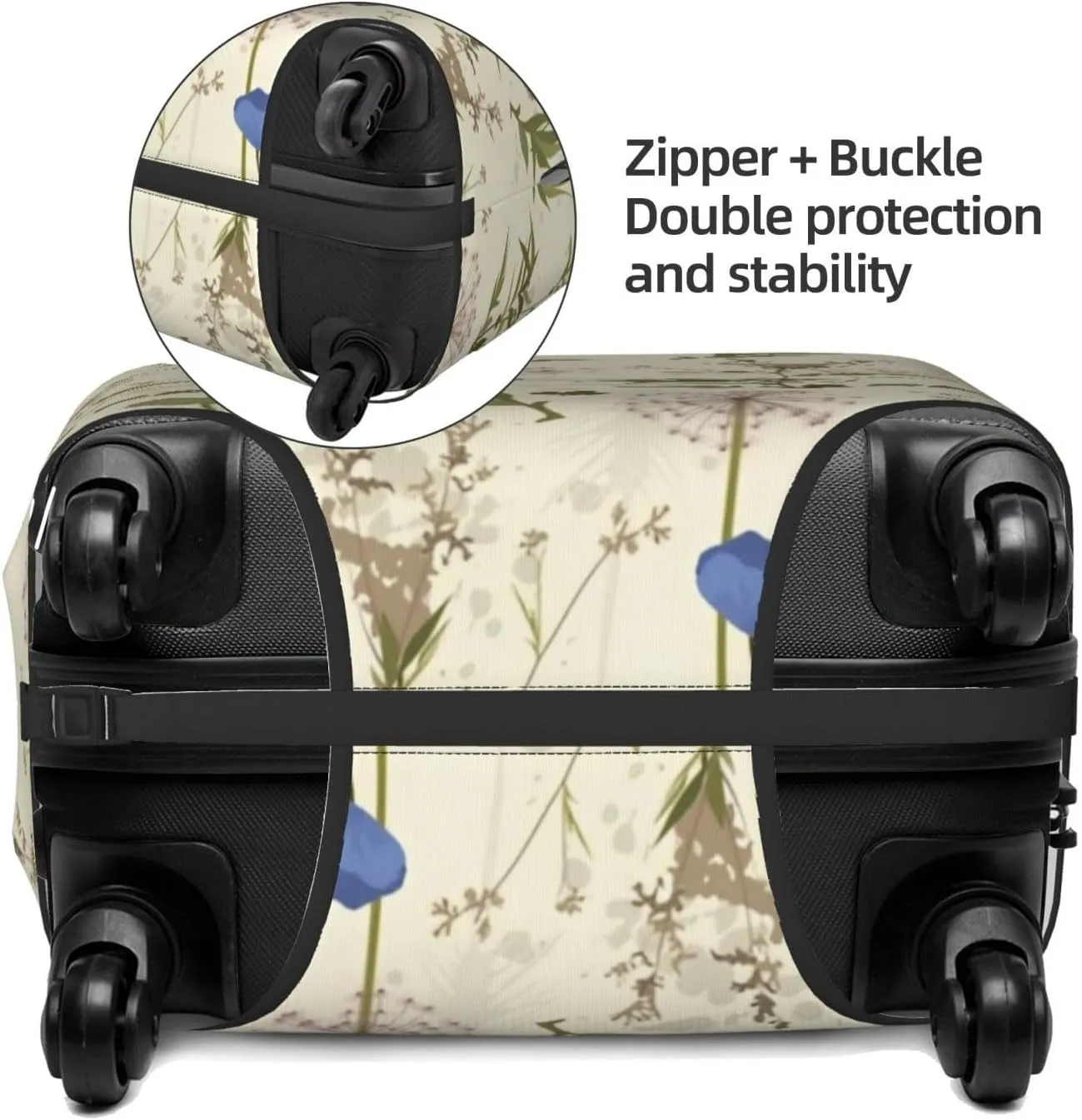 Field Plants Poppies Botanical Travel Luggage Cover Fits 18-32 Inch Luggage, Elastic Suitcase Cover Protector with Concealed Zipper for Wheeled Suitcase Tsa Approved