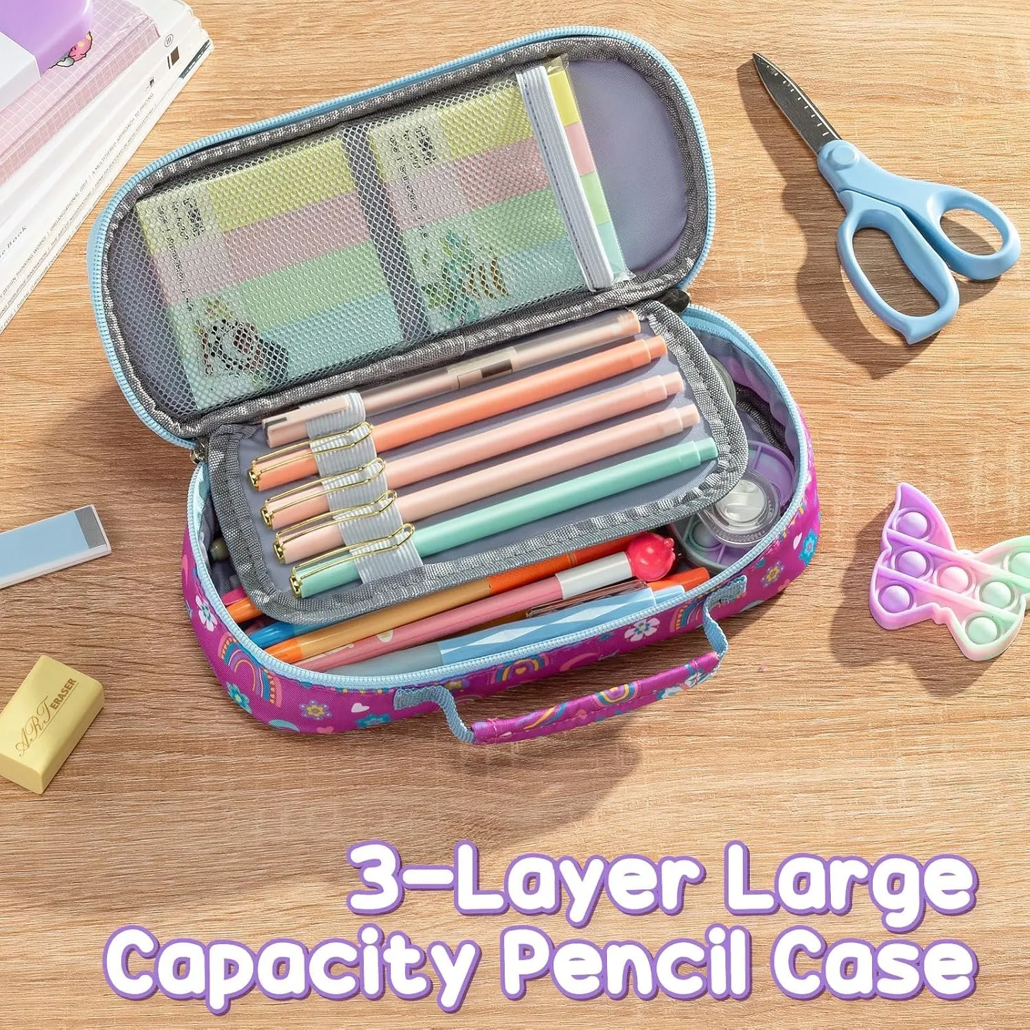 Fimibuke Kids Backpack for School Girls, 3PCS Waterproof Toddler School Bag Cute Bookbag Set with Lunch Box & Pencil Case for Preschool Kindergarten Elementary Back to School Student Ages 3-12, Daisy