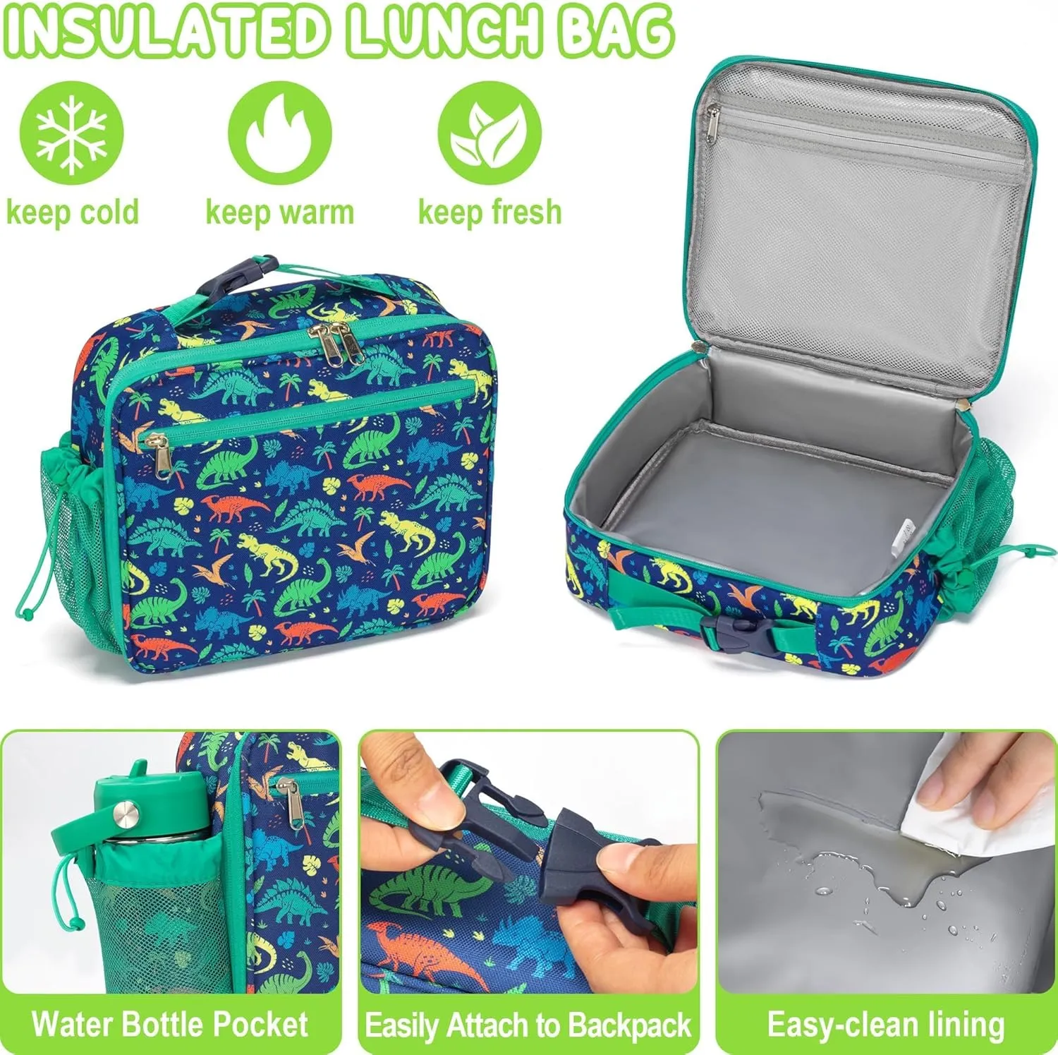 Fimibuke Kids Backpack for School Girls, 3PCS Waterproof Toddler School Bag Cute Bookbag Set with Lunch Box & Pencil Case for Preschool Kindergarten Elementary Back to School Student Ages 3-12, Daisy