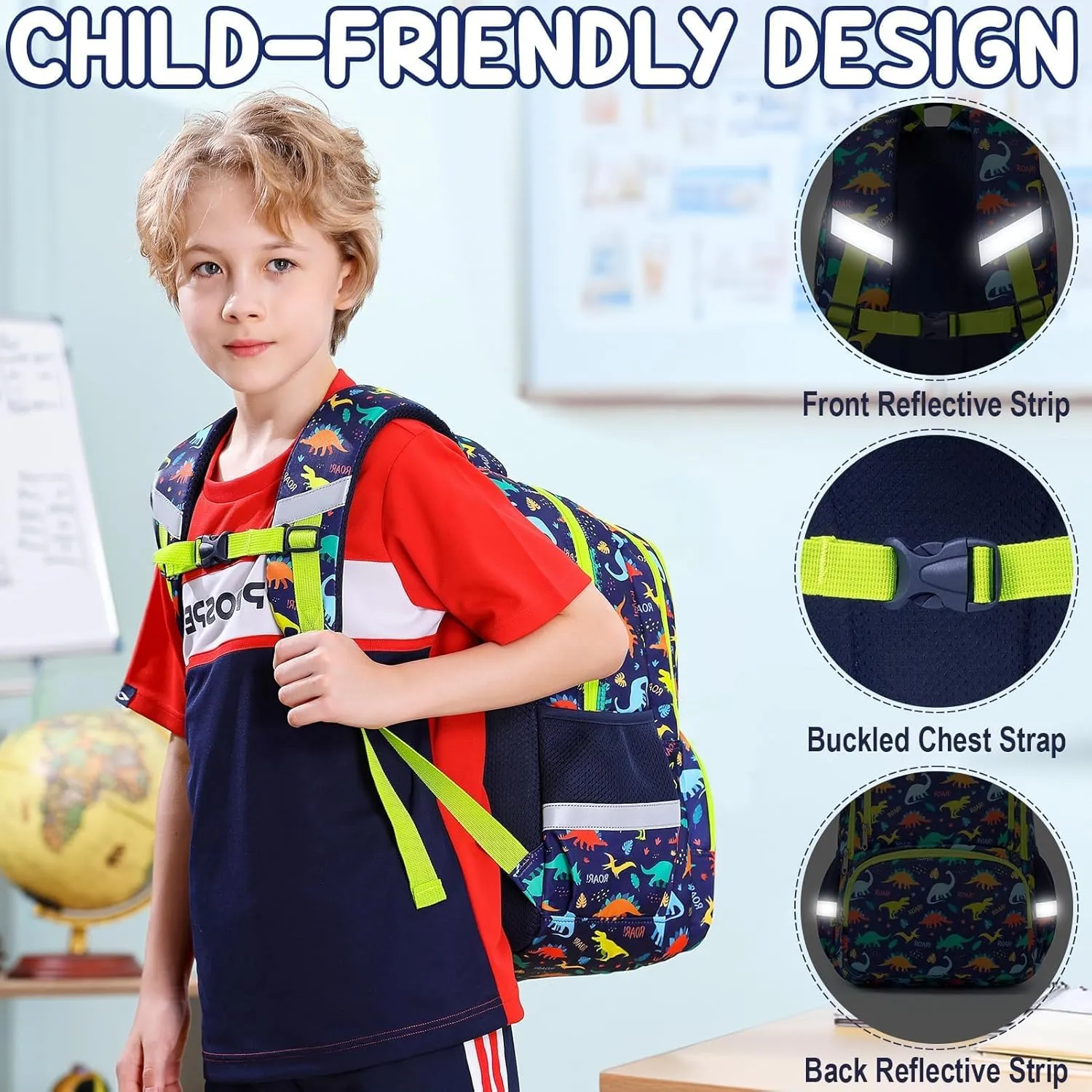 Fimibuke Kids Backpack for School Girls, 3PCS Waterproof Toddler School Bag Cute Bookbag Set with Lunch Box & Pencil Case for Preschool Kindergarten Elementary Back to School Student Ages 3-12, Daisy