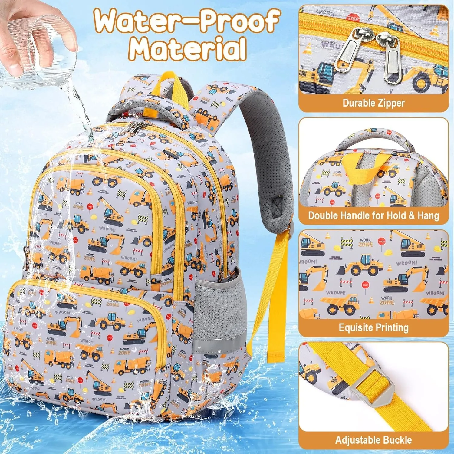 Fimibuke Kids Backpack for School Girls, 3PCS Waterproof Toddler School Bag Cute Bookbag Set with Lunch Box & Pencil Case for Preschool Kindergarten Elementary Back to School Student Ages 3-12, Daisy