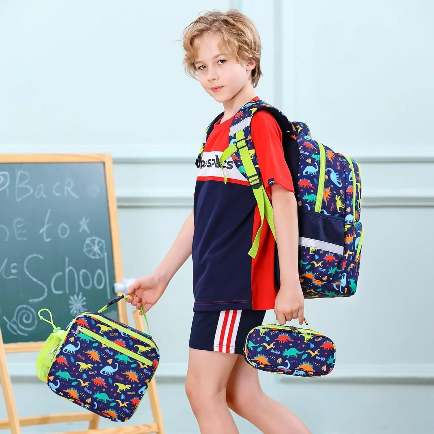 Fimibuke Kids Backpack for School Girls, 3PCS Waterproof Toddler School Bag Cute Bookbag Set with Lunch Box & Pencil Case for Preschool Kindergarten Elementary Back to School Student Ages 3-12, Daisy