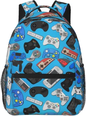 Fiokroo Video Game Controller Background Backpack School Bag For Students Teens Men Women Gaming Theme Laptop Backpacks Travel Daypack Bag With Multiple Pockets
