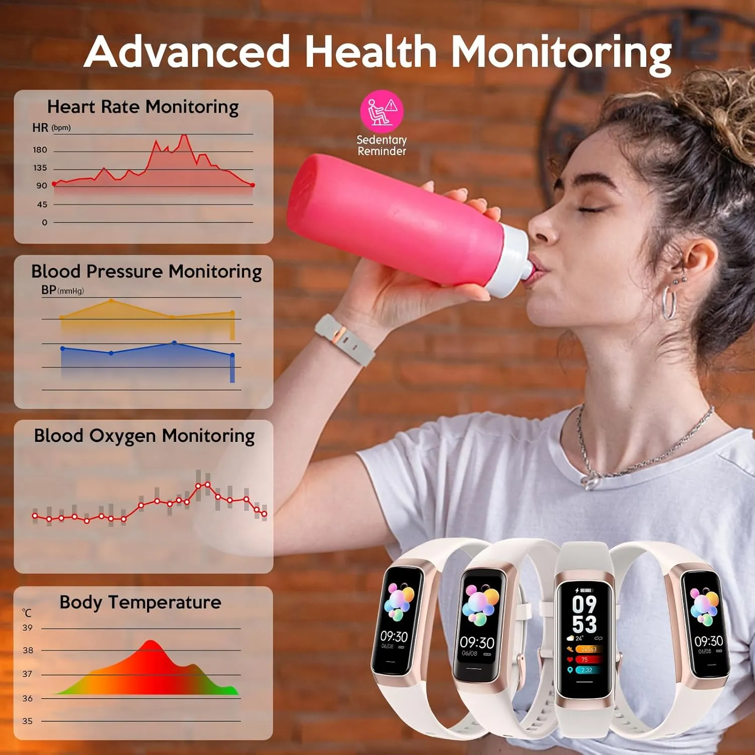 Fitness Tracker Watch, Smart Watch with Blood Pressure Heart Rate Sleep IP67 Waterproof Health Watch Fitness Activity Tracker Step Calorie Counter Pedometer Watches for Men Women Android iOS Phone