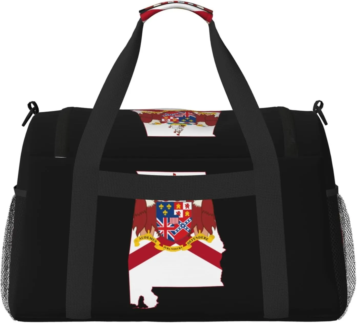 Flag Map Of Alabama Travel Duffel Bag Large Foldable Waterproof Overnight Bag For Beach Swim Bags Pool Sports Gym