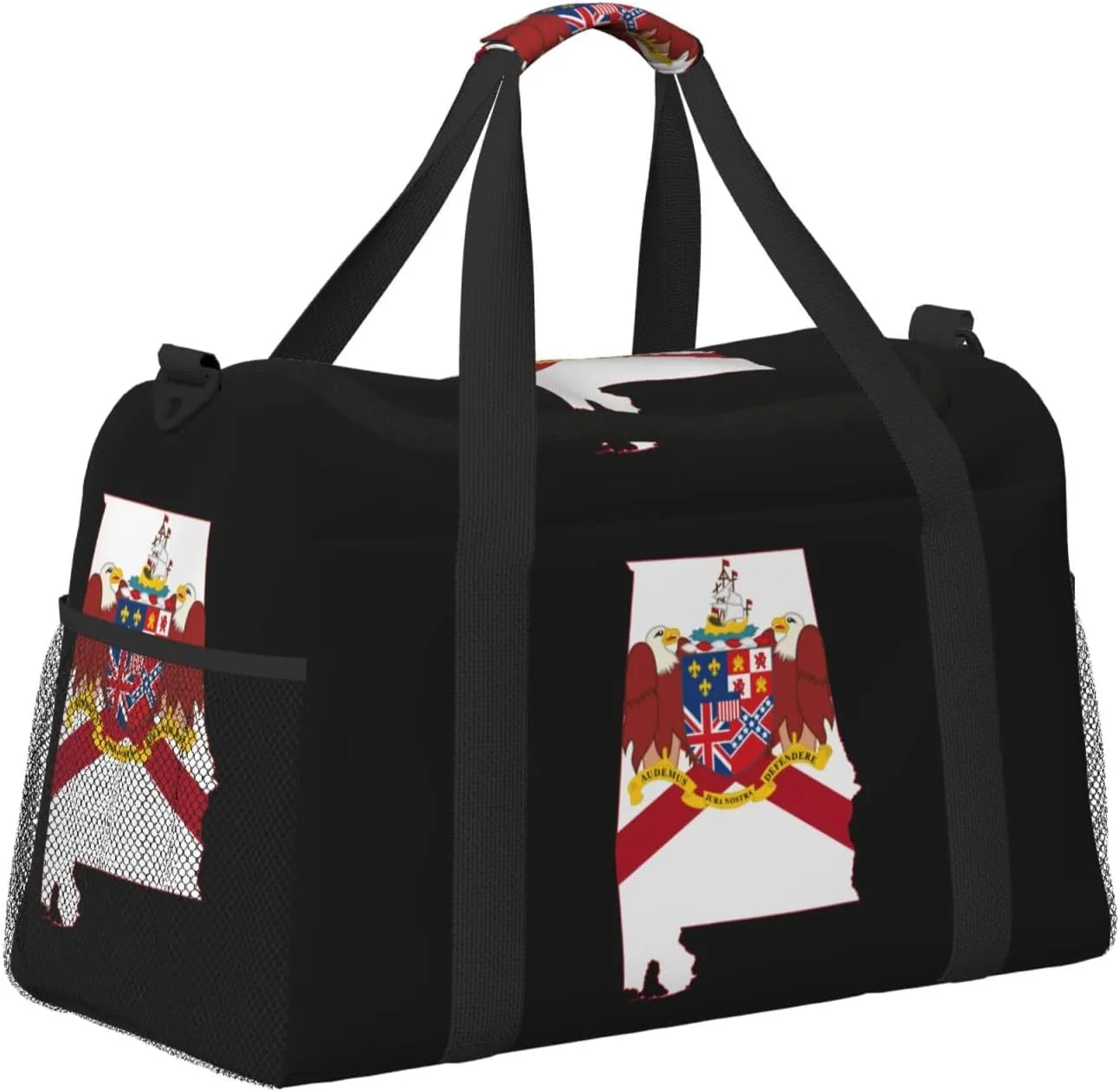 Flag Map Of Alabama Travel Duffel Bag Large Foldable Waterproof Overnight Bag For Beach Swim Bags Pool Sports Gym