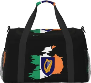 Flag Map Of Ireland Travel Duffel Bag Large Foldable Waterproof Overnight Bag For Beach Swim Bags Pool Sports Gym