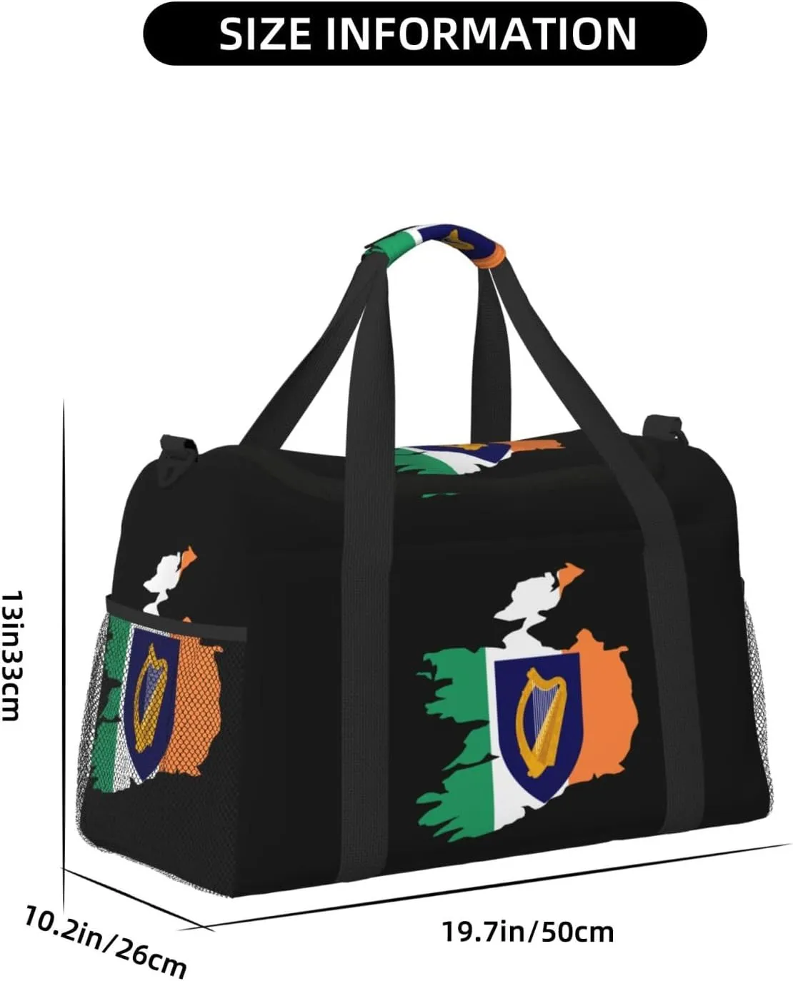 Flag Map Of Ireland Travel Duffel Bag Large Foldable Waterproof Overnight Bag For Beach Swim Bags Pool Sports Gym