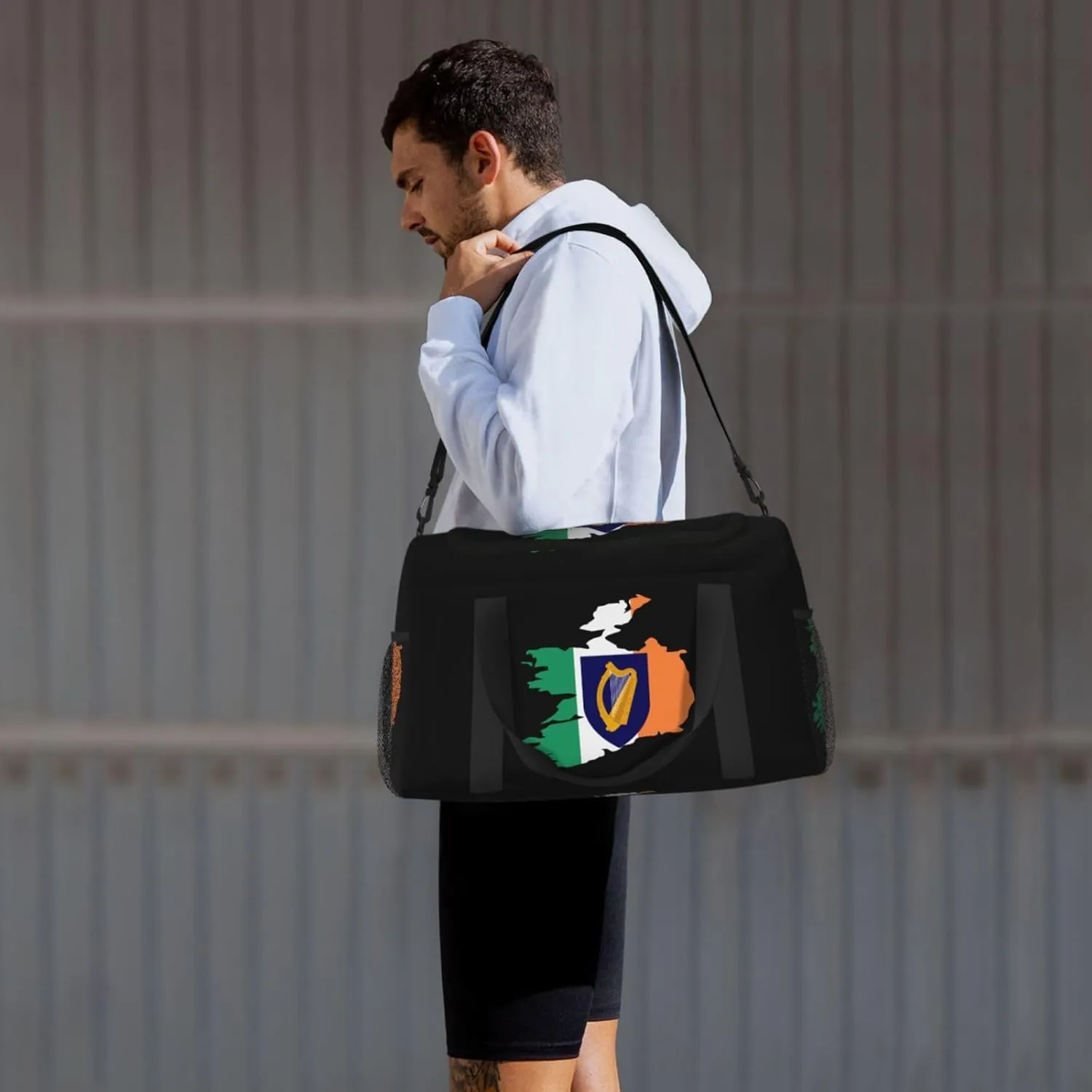 Flag Map Of Ireland Travel Duffel Bag Large Foldable Waterproof Overnight Bag For Beach Swim Bags Pool Sports Gym