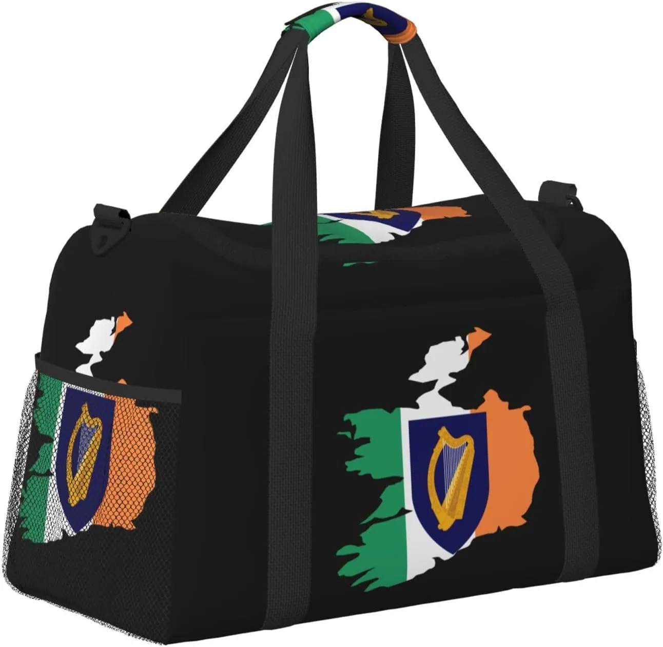 Flag Map Of Ireland Travel Duffel Bag Large Foldable Waterproof Overnight Bag For Beach Swim Bags Pool Sports Gym