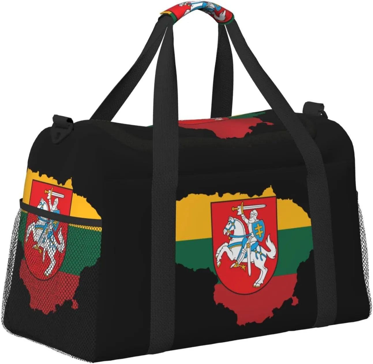 Flag Map Of Lithuania Travel Duffel Bag Large Foldable Waterproof Overnight Bag For Beach Swim Bags Pool Sports Gym