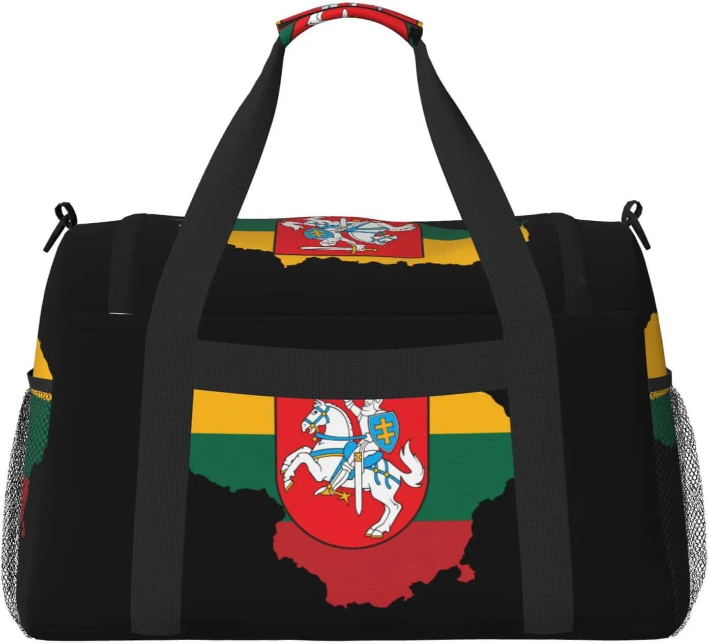 Flag Map Of Lithuania Travel Duffel Bag Large Foldable Waterproof Overnight Bag For Beach Swim Bags Pool Sports Gym
