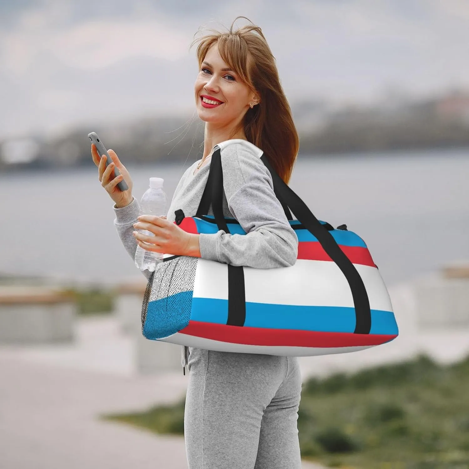 Flag Of Luxembourg Travel Duffel Bag Large Foldable Waterproof Overnight Bag For Beach Swim Bags Pool Sports Gym