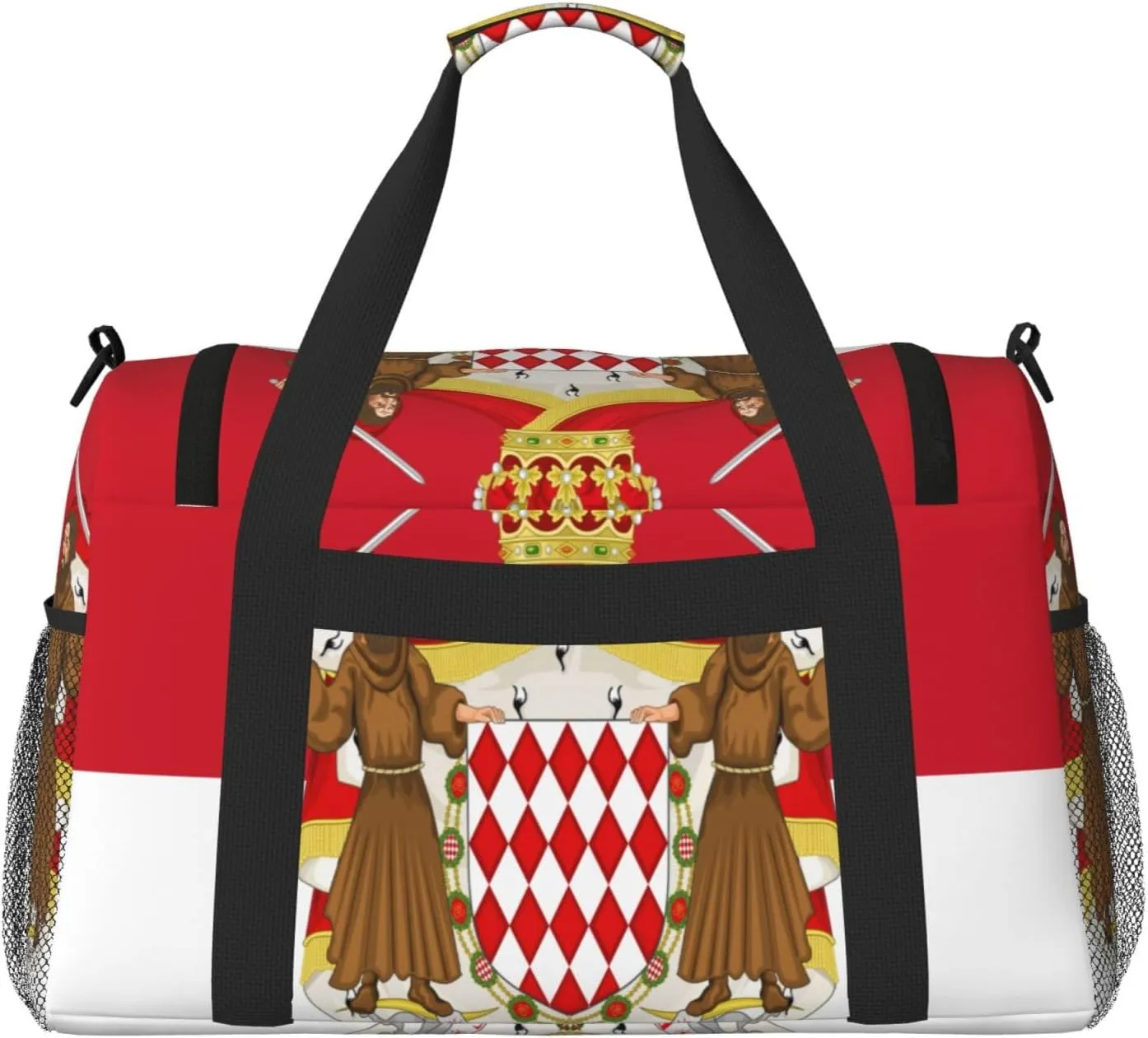 Flag Of Monaco Travel Duffel Bag Large Foldable Waterproof Overnight Bag For Beach Swim Bags Pool Sports Gym