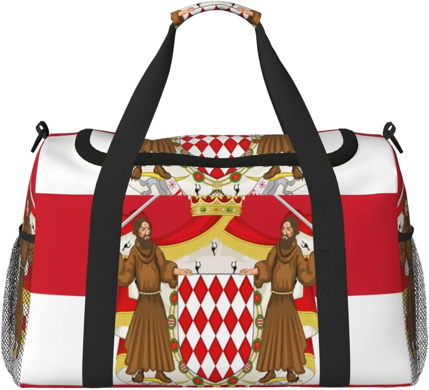 Flag Of Monaco Travel Duffel Bag Large Foldable Waterproof Overnight Bag For Beach Swim Bags Pool Sports Gym