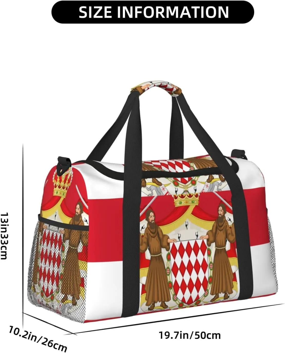 Flag Of Monaco Travel Duffel Bag Large Foldable Waterproof Overnight Bag For Beach Swim Bags Pool Sports Gym