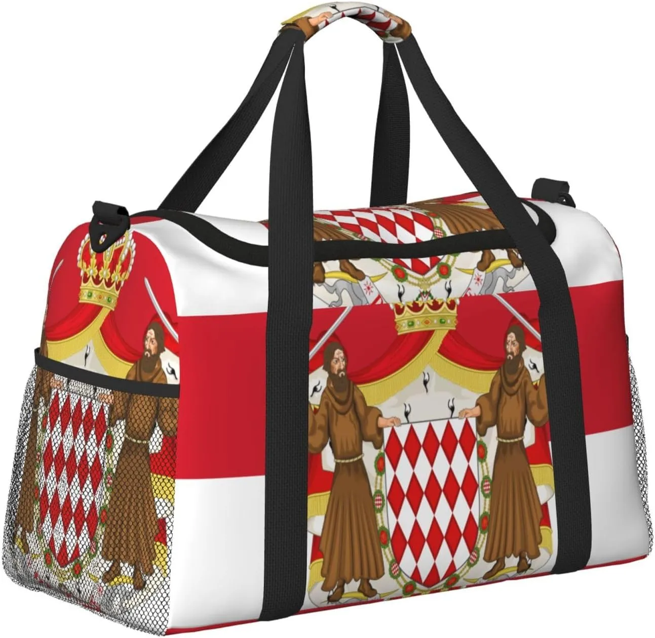 Flag Of Monaco Travel Duffel Bag Large Foldable Waterproof Overnight Bag For Beach Swim Bags Pool Sports Gym