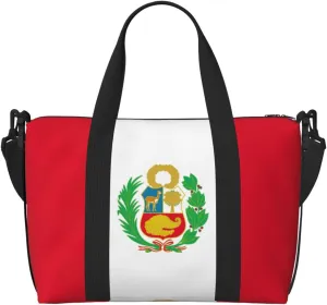 Flag Of Peru Small Duffel Bag Foldable Travel Bag Weekender Bag Overnight Gym Hospital Bags For Women&Men