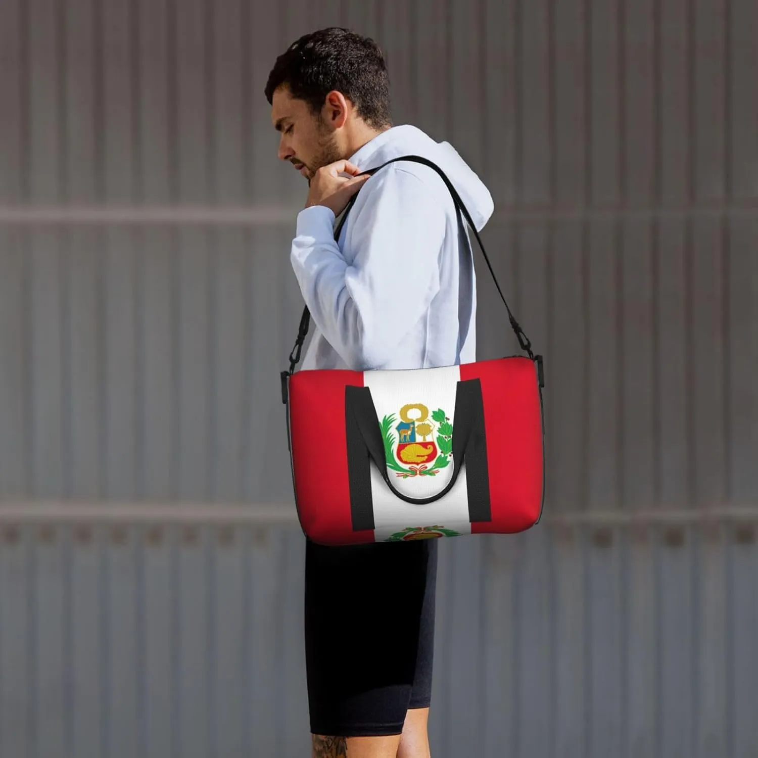 Flag Of Peru Small Duffel Bag Foldable Travel Bag Weekender Bag Overnight Gym Hospital Bags For Women&Men