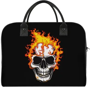 Flaming Skull Travel Duffle Bag for Men Women Lightweight Gym Bag Handbag with Shoulder Strap