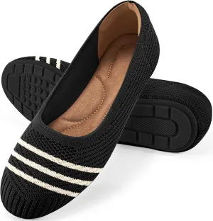 Flats for Women Ballets Shoes: Comfortable Knitted Dressy Work Flats - Ladies Wedding Flat Casual Shoes